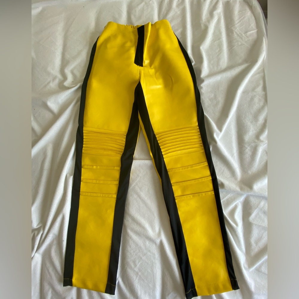 Yellow and Black Skinny Pants